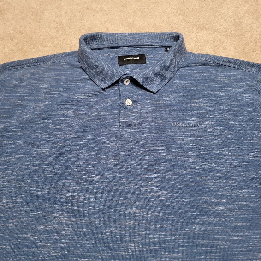 Lindbergh Black Shirt Mens Extra Large Blue Space Dyed Golf Polo Preppy Knit